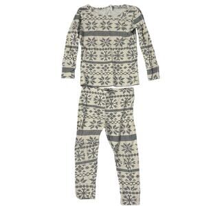 Kate Quinn Long Sleeve PJ Set Black Nordic Snowflakes Size 2T Organic Cotton